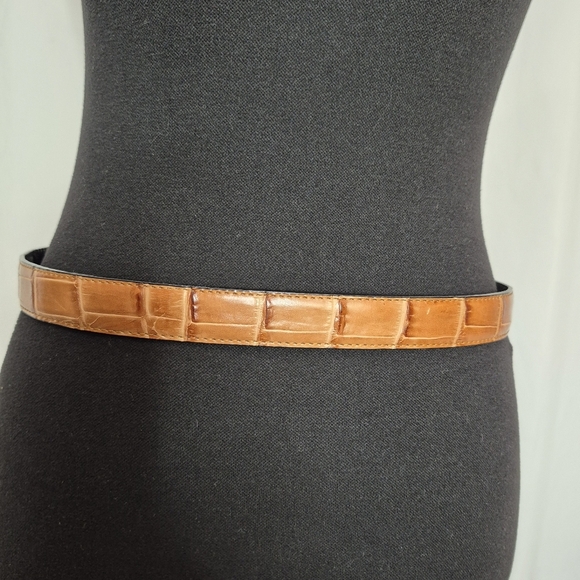 Brighton 3-Way Reversible Tan & Black Croc Embossed Leather Belt - Size 34 / L - Picture 5 of 16